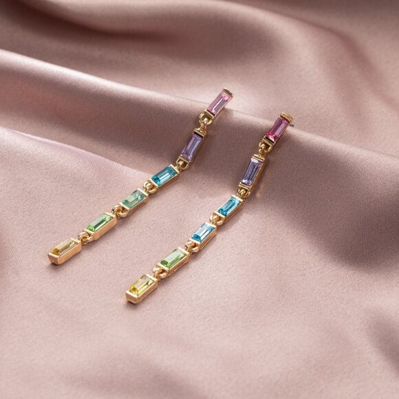Jewelry - 5/$25 Multi Color Crystal Long Drop Earrings